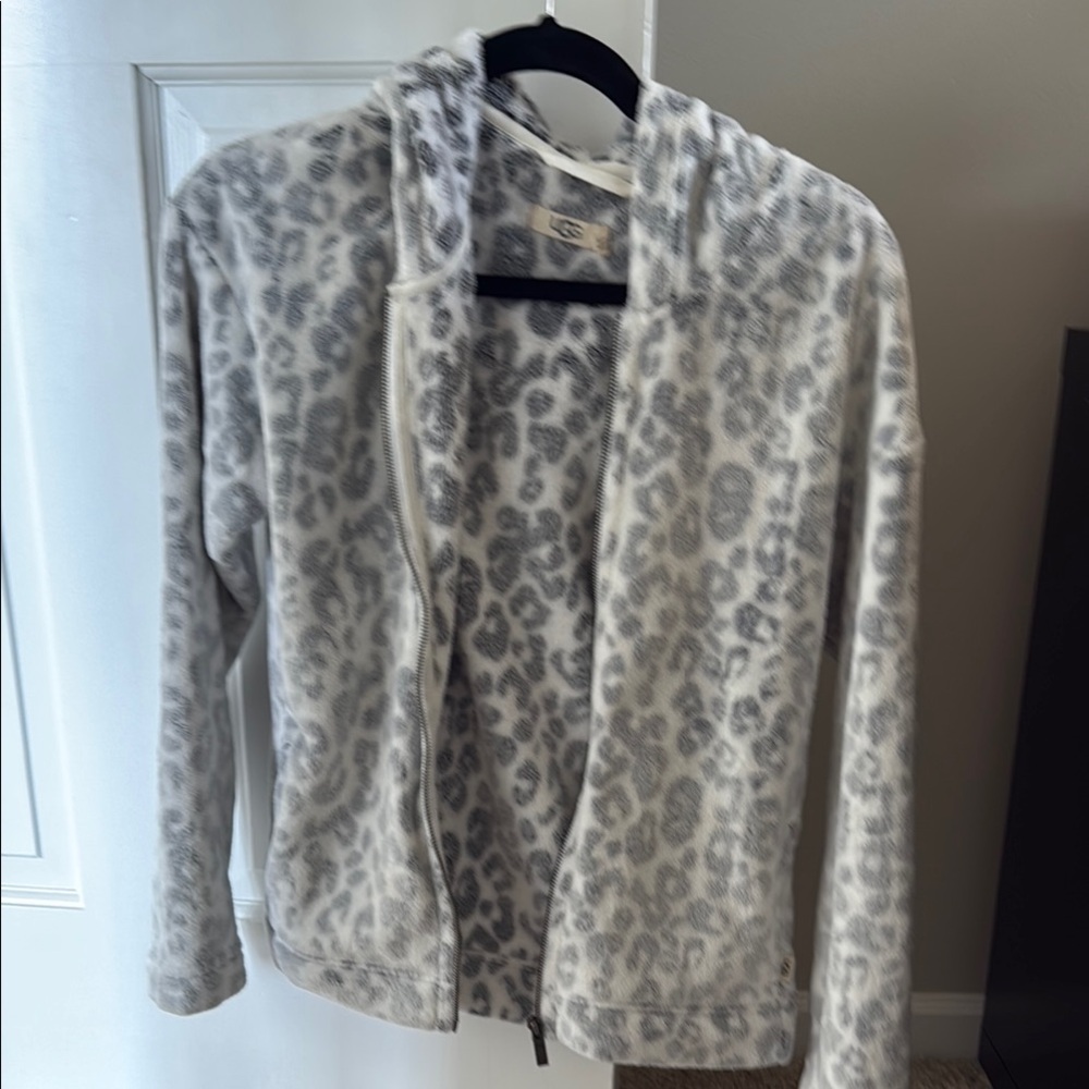 UGG Cream and Gray Leopard Print Hoodie